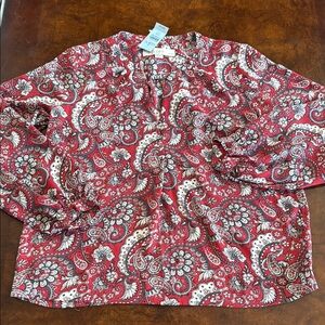 LOFT Red Paisley Blouse